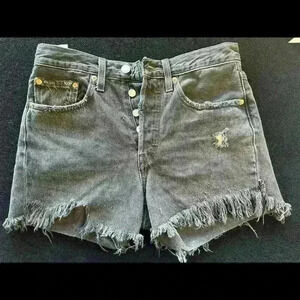 Levi’s 501 Distressed High-Waisted Black Denim Cutoff Shorts S26 90’s vintage